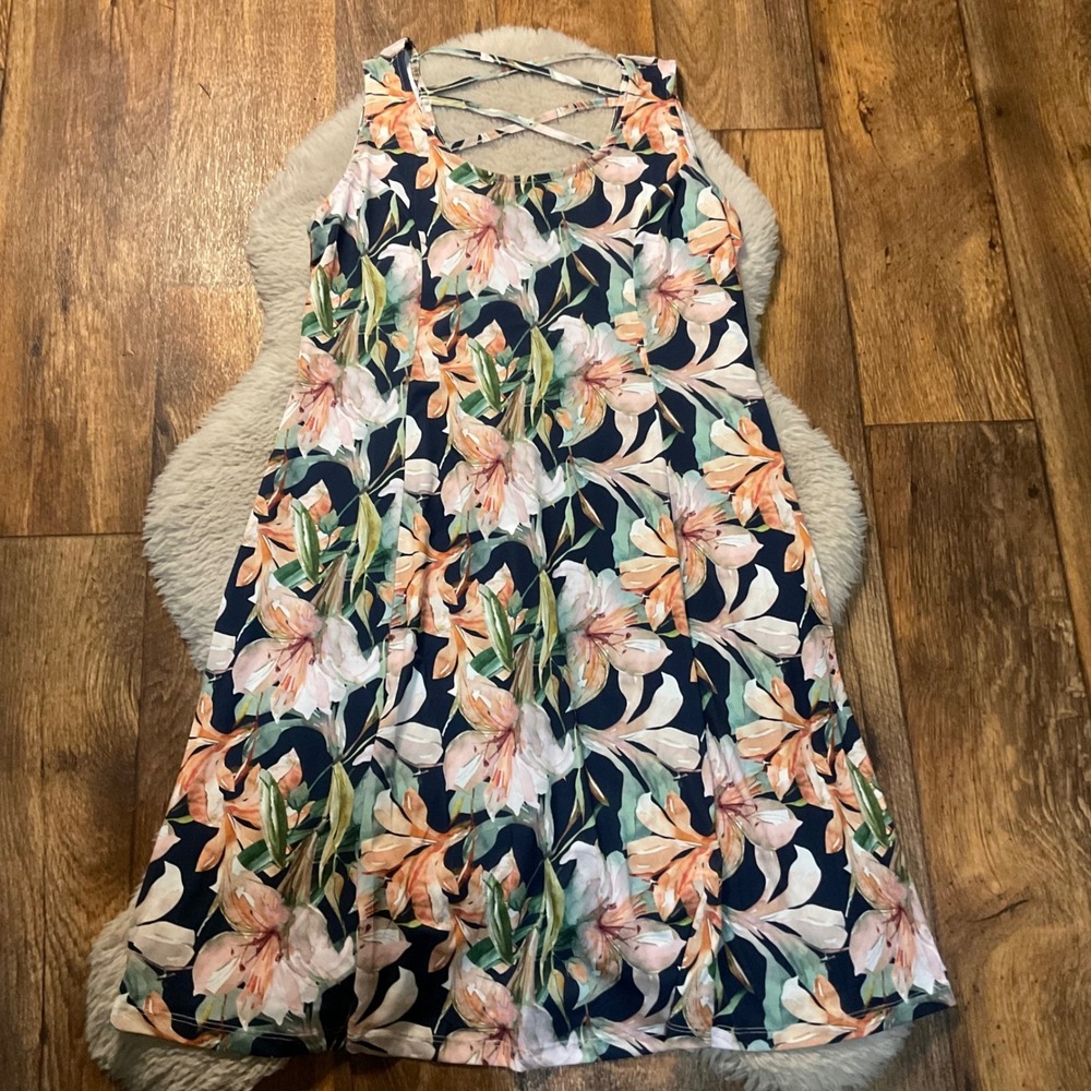 Lascana‎ Dress Size 12 Floral Sleeveless Crisscross Back Womens